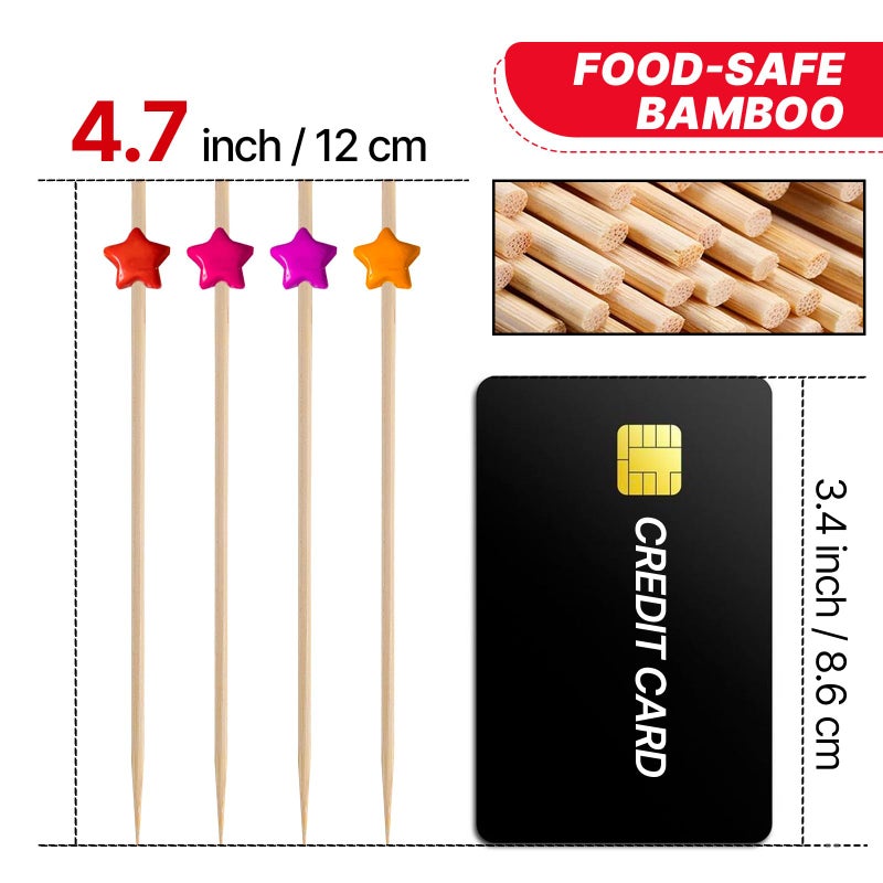 PuTwo Picks for Cocktail Appetizers Fruits Dessert,4.7" in 100 Counts,Colors may vary Stars - Image 2